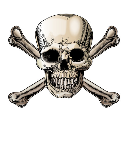 Skull and crossbones sticker - crossbones,